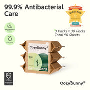 CozyBunny Botanical Defence Cleansing Wipes Family Pack 30 Sheets x 3 Packs Cozy Bunny