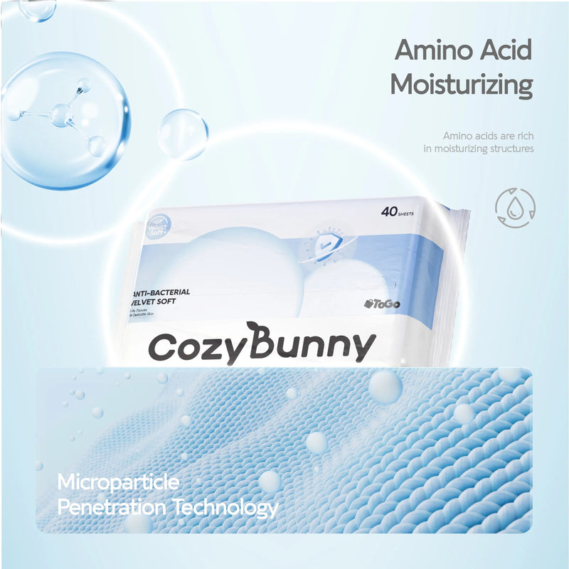 CozyBunny Velvet Soft Antibacterial Facial Tissues (Homely) 4 Packs x 120 Sheets (4 Ply) Cozy Bunny