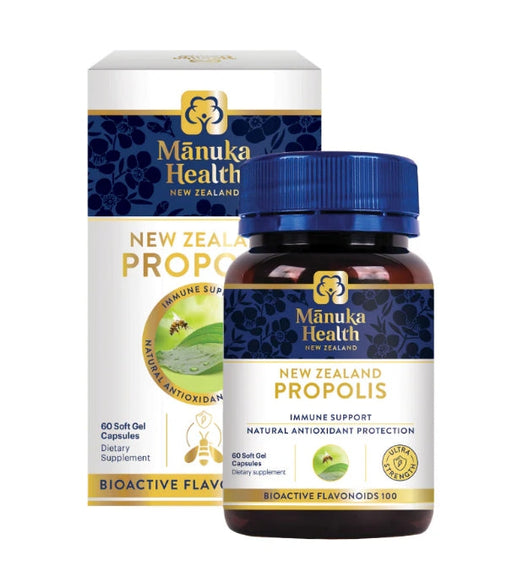 Manuka Health Premium BIO100 New Zealand Propolis 60 soft gel capsules (On Sale Now) vitalityhub