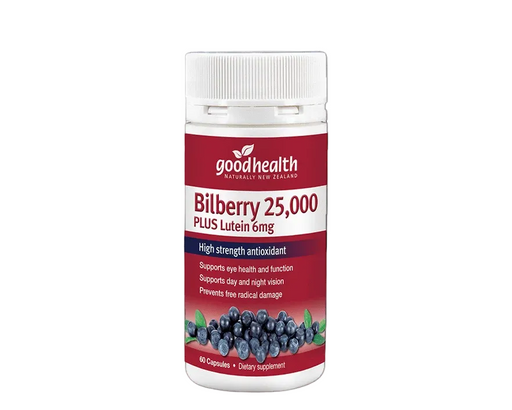 Good Health Bilberry 25,000mg Plus Lutein 6mg 60 Capsules GOODHEALTH