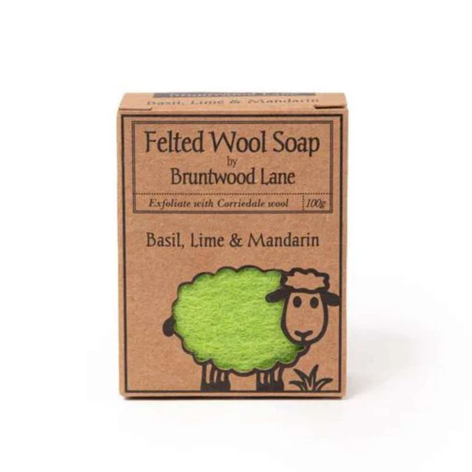 Bruntwood Lane Felted Wool Soap Basil Lime Mandarin 100g Bruntwood Lane