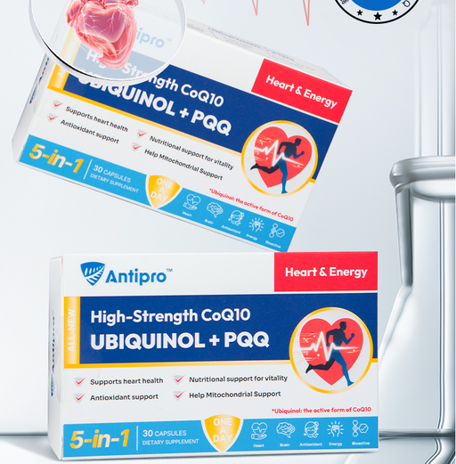 AntiPro Ubiquinol 150mg + PQQ 30 Capsules | Heart Vitality & Cellular Energy Support Antipro