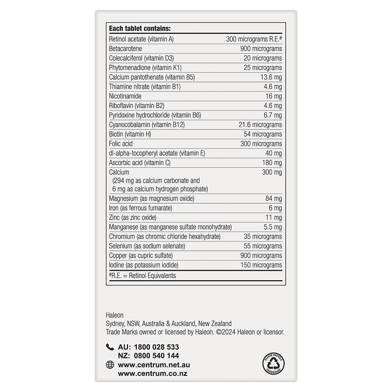 Centrum For Men Daily Multivitamin & Minerals 90 Tablets Centrum