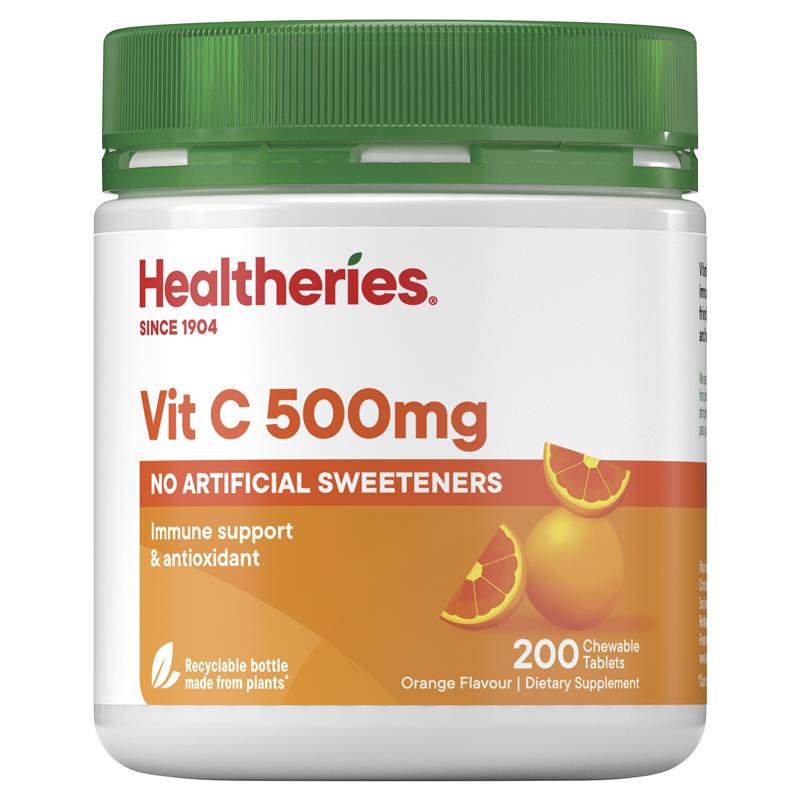 Healtheries Vit C 500mg Chewable 200 Tablets Healtheries