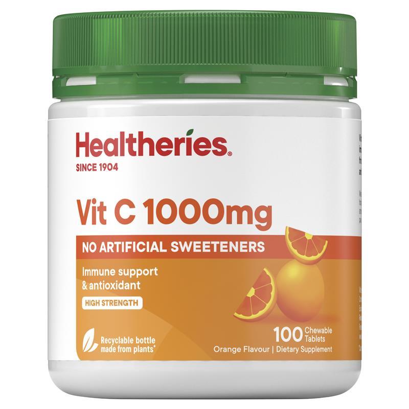 Healtheries Vit C 1,000mg 100 Chewable Tablets Healtheries