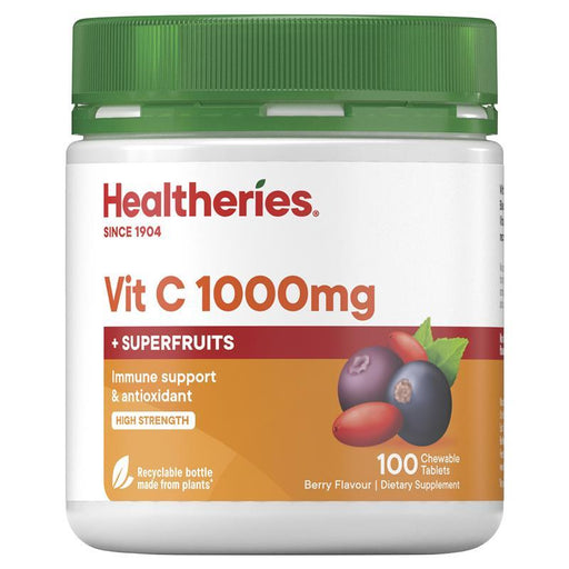 Healtheries Vit C 1,000mg + Superfruits 100 Chewable Tablets Healtheries