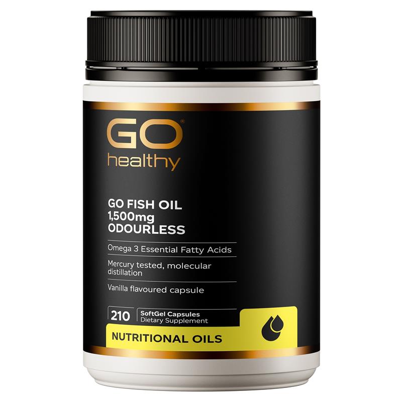 GO Healthy Fish Oil Odourless 1,500mg 210 Capsules Go Healthy
