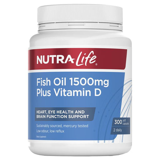 NutraLife Fish Oil 1,500mg + Vitamin D 300 Capsules NutraLife