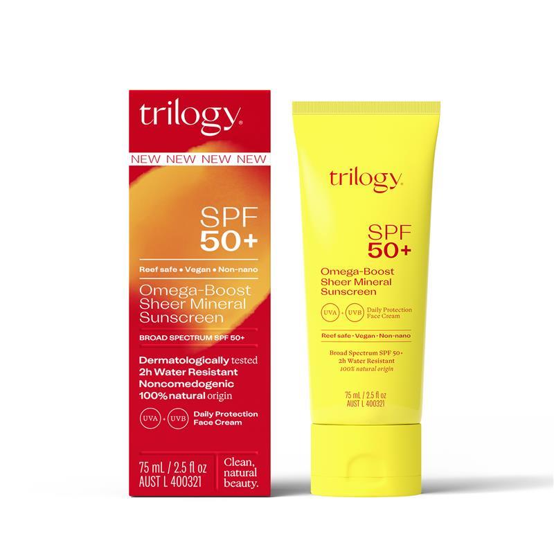 Trilogy Omega-Boost Sheer Mineral SPF50+ Sunscreen 75ml TRILOGY